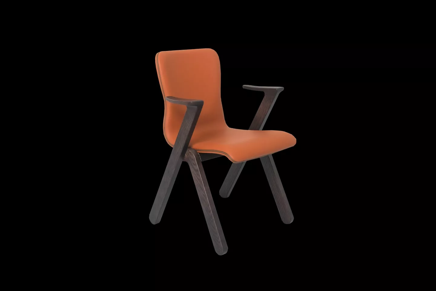 北美梣木實木餐椅橘色款式