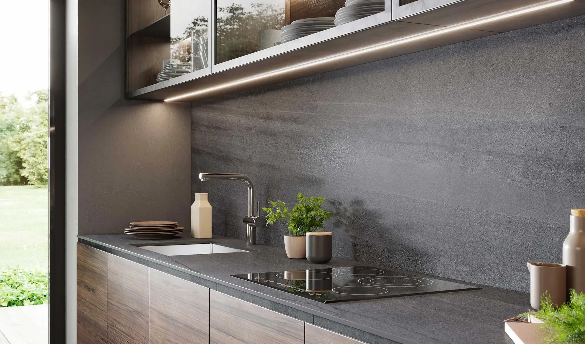 歲月黑板材製作於餐桌檯面與吧檯