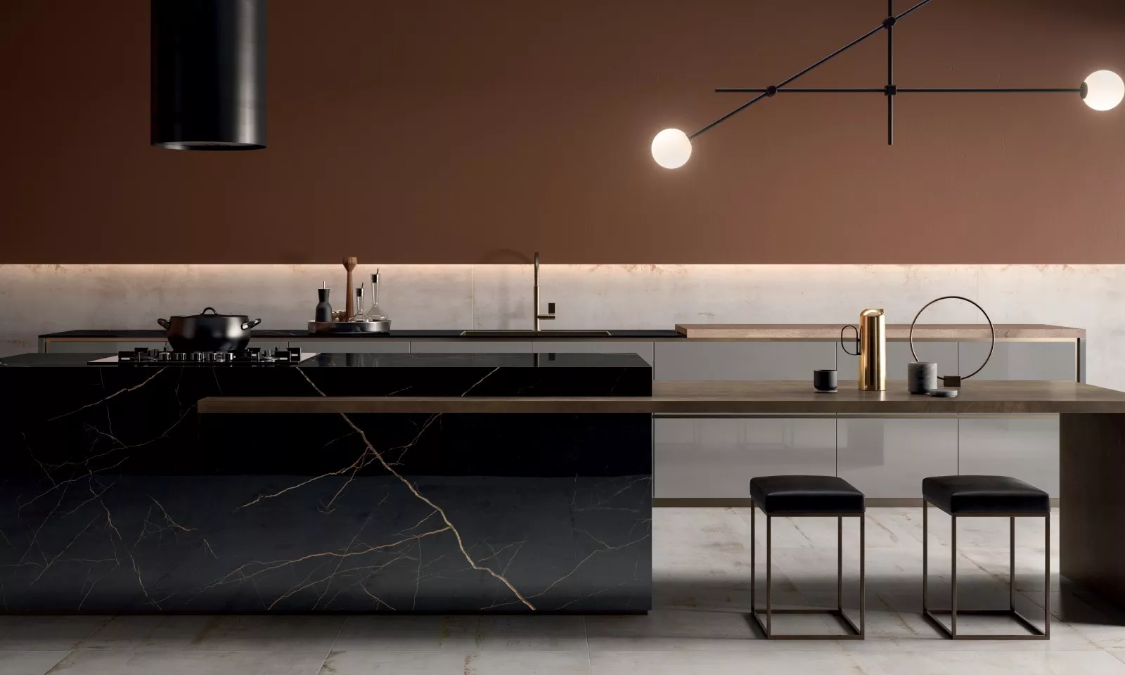 義大利陶板黑金線款式製作中島吧台桌面