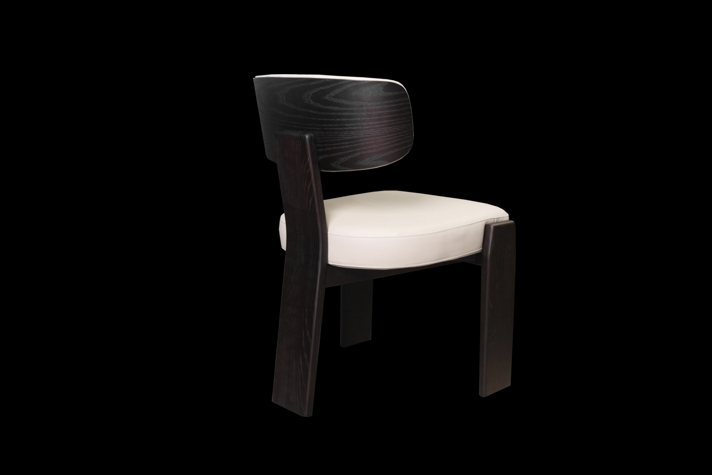 椅子背面為實木材質及全實木椅腳座