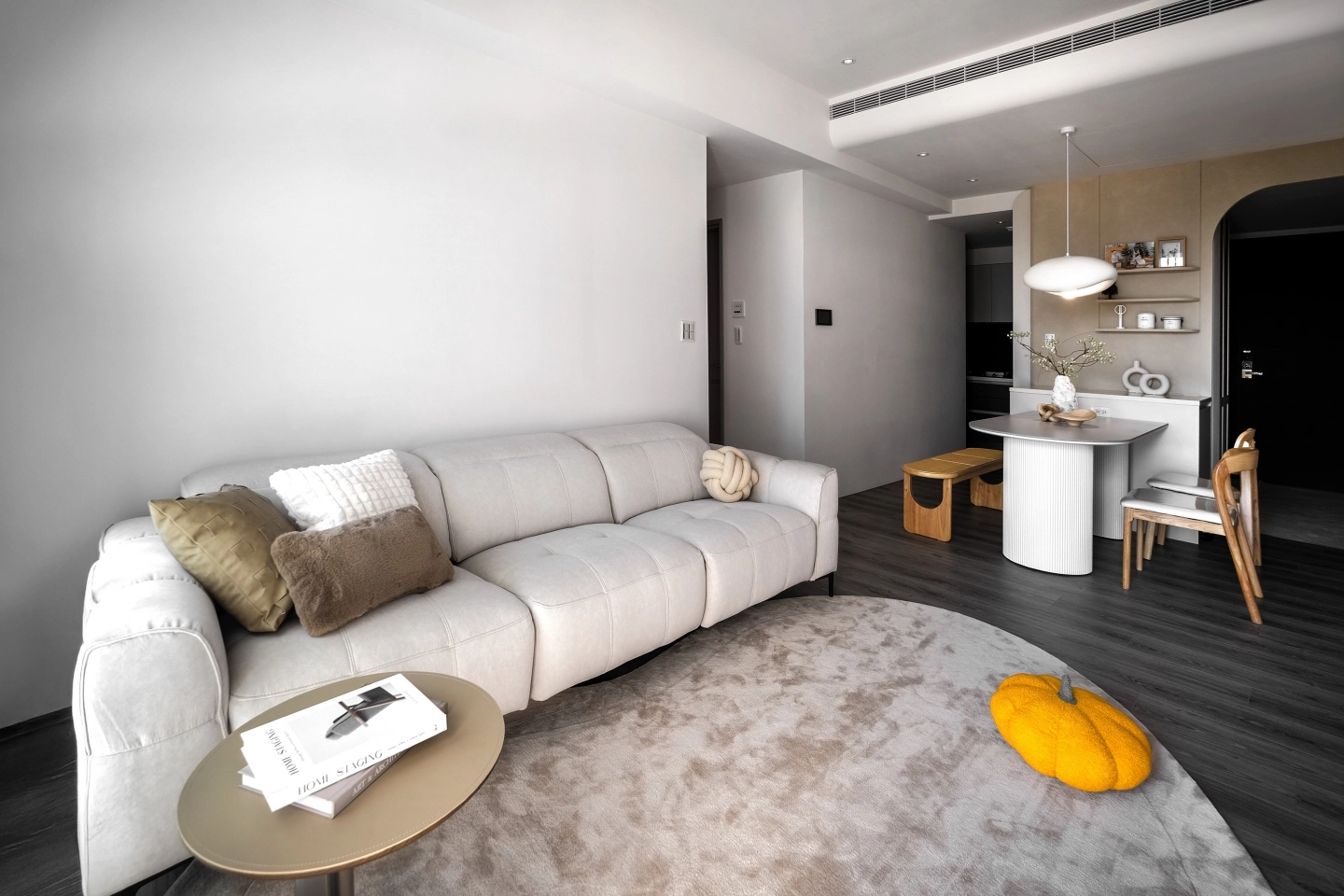 一字型白色貓抓布材質三人坐電動沙發